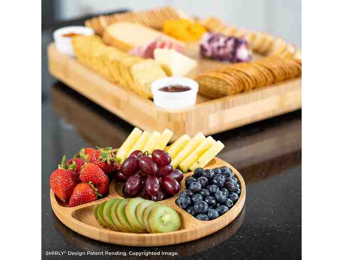 Smilry Cheese Board & Knife Set 16x13x2 in Wood Charcuterie Platter for Wine, Cheese, Meat