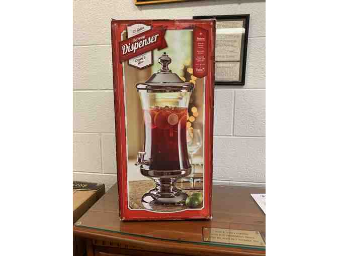 Shannon Crystal Horizon Chrome and Glass Mouth Beverage Dispenser 2.5 Gallons