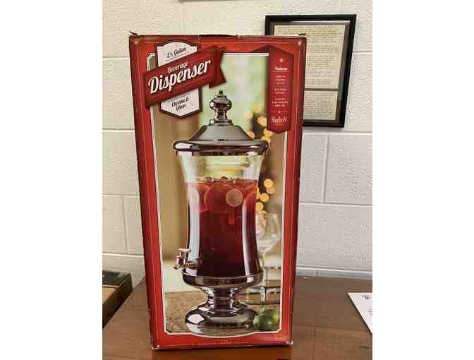 Shannon Crystal Horizon Chrome and Glass Mouth Beverage Dispenser 2.5 Gallons