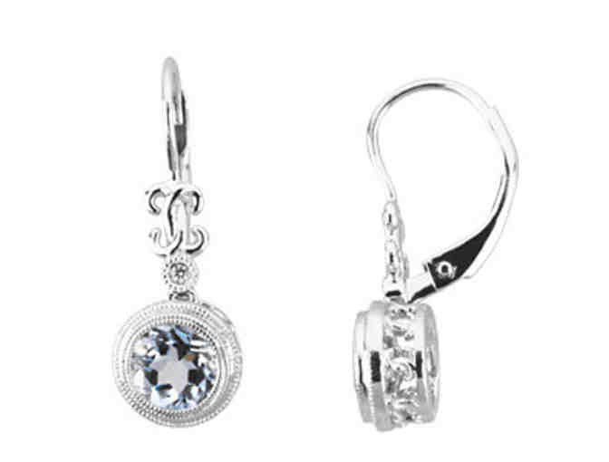 Vintage Design Diamond and Aquamarine ER in Silver