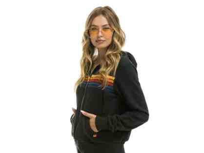 Aviator Nation Unisex 5 Stripe Hoodie (Charcoal Size M) & Tote Bag