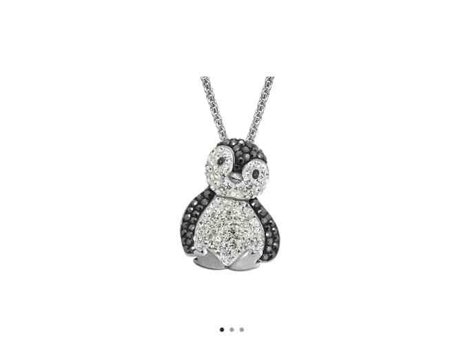 Adorable Swarovski crystal Penguin Pendant on Silver chain