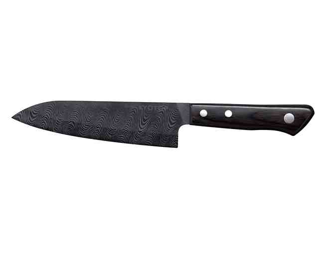 Kyocera Advanced Ceramic Kyotop Damascus 6-inch Chef Knife with Pakka Wood Handle, Black