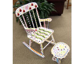 Handpainted Child's Rocking Chair & Stool