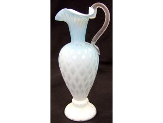 Blue Satin Ewer with Pontil