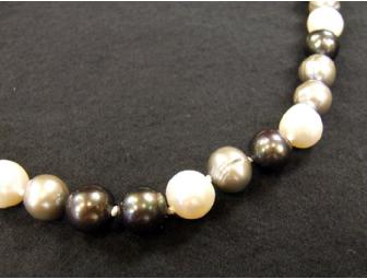 White, Silver, and Peacock Pearl Necklace from Pearls by Portia