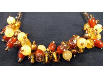 Necklace with Carnelian, Citrine & Smokey Quartz