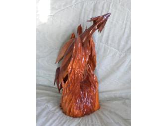 Phoenix Rising Out of Fire Wooden Sculpture