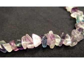 Long Necklace with Semi-Precious Purple and Light Aqua Chips - AV Max