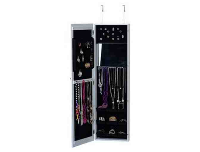 Over-the-Door/Wall Hang Designer Mirrored Jewelry Armoire-Purple