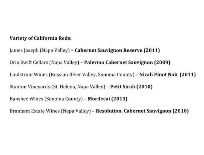 Collection of California Red Wines (6 bottles)