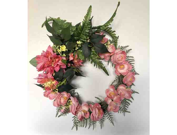 11" Decorative Flower Wreath - Artificial Pink Colored Flowers - Photo 1