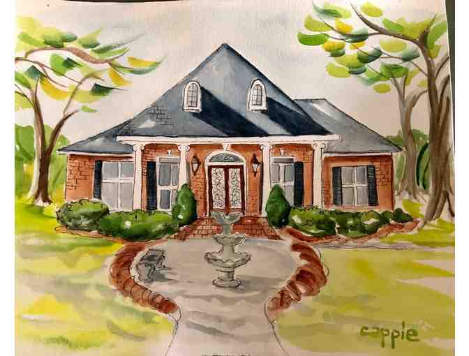 Watercolor Portrait of YOUR HOME by Cappie McLean Monroe