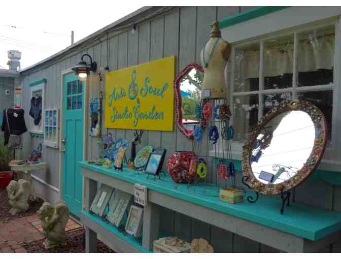 Arts & Soul Studio Garden Concert & gift card. Barrier Island Books and Dockside Dave's