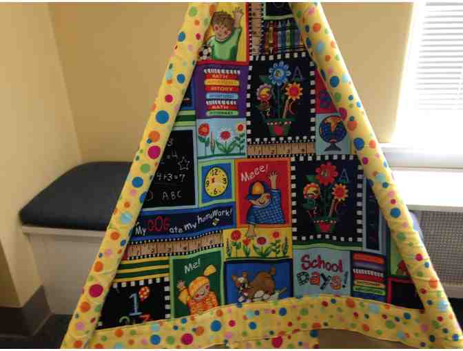 Child's Collapsible Fabric Play Tent in School Day's Print & Khaki. - No Shipping