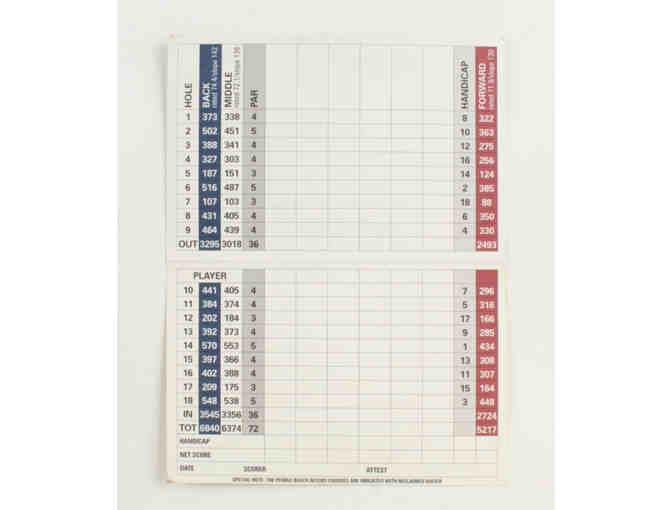 Enjoy Jack Nicklaus Signed 1999 U.S. Amateur Pebble Beach Golf Links 4x6 Scorecard (JSA)