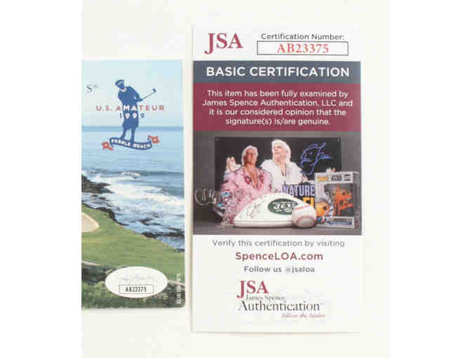 Enjoy Jack Nicklaus Signed 1999 U.S. Amateur Pebble Beach Golf Links 4x6 Scorecard (JSA)