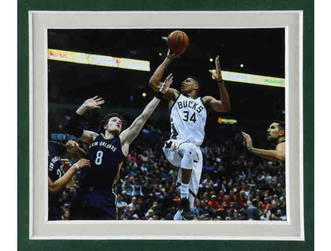 Enjoy Giannis Antetokounmpo Signed Bucks 22x30 Custom Framed Photo Display (JSA)