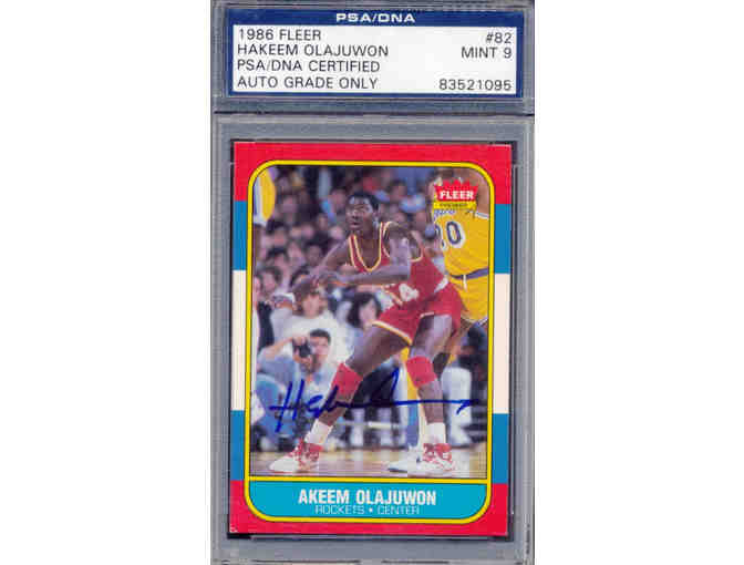 Enjoy Hakeem Olajuwon Signed 1986-87 Fleer #82 RC (PSA)