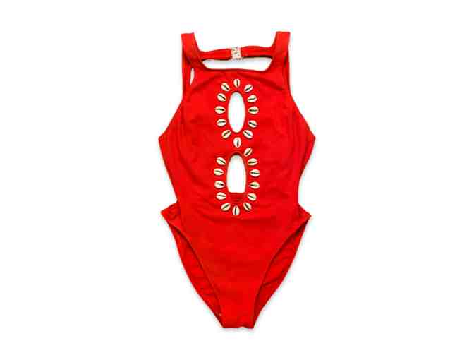 Amy Sedaris Simple Times & Ping Pong Summer Red Shell Swimsuit