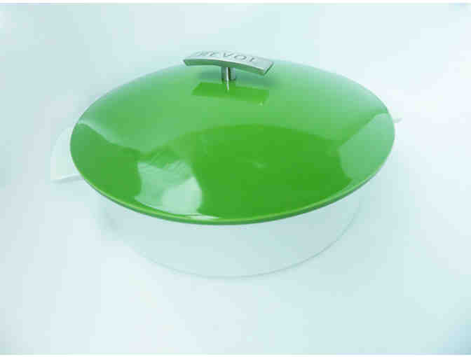 Shallow Ceramic Round Casserole (green lid)