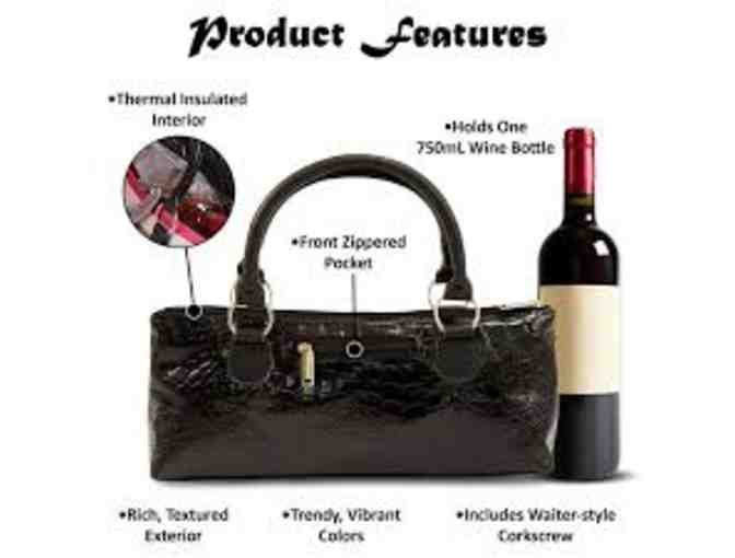 Insulated Wine Clutch in Black by Primeware Plus Travel-size Corkscrew