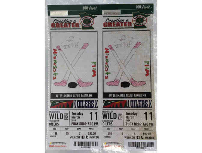 Two (2) tickets for MN Wild vs Edmonton - Tue, Mar 11, 2014 at 7 pm