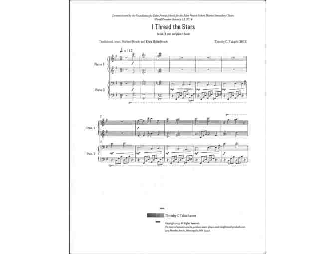 'I Thread the Stars' Music Sheet signed by Tim Takach