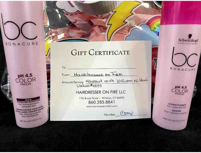 Gift card and product from Hairdresser on Fire