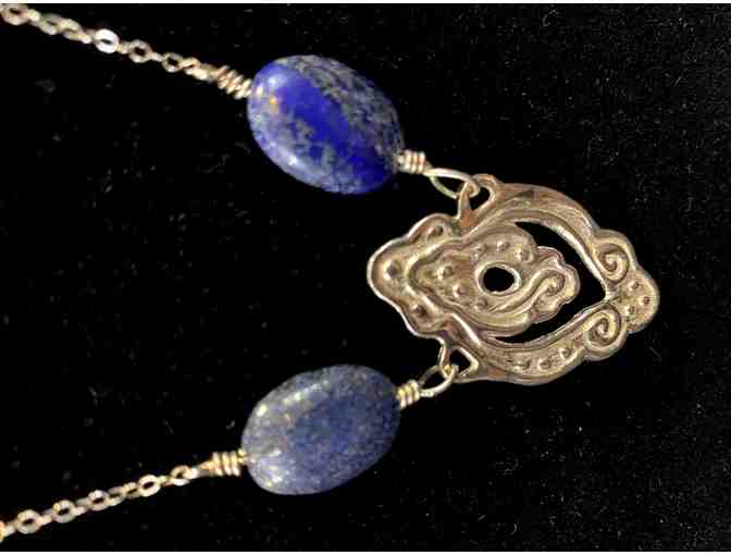 Silver and Lapis Pendant Just Breathe