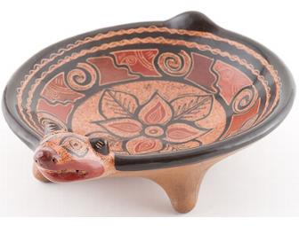 Authentic Chorotega Hand-Thrown Pottery Footed Dish from Guaitil, Costa Rica