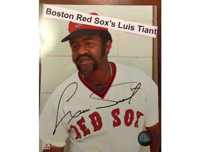 Autographed picture of Louis Tiant Boston Red Sox Pitcher