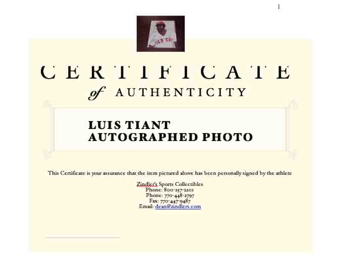 Luis Tiant Autographed Baseball Photo