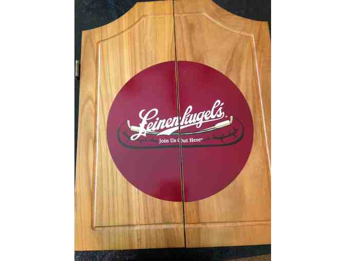 Leinenkugel's Dart Cabinet Set with Darts and Board