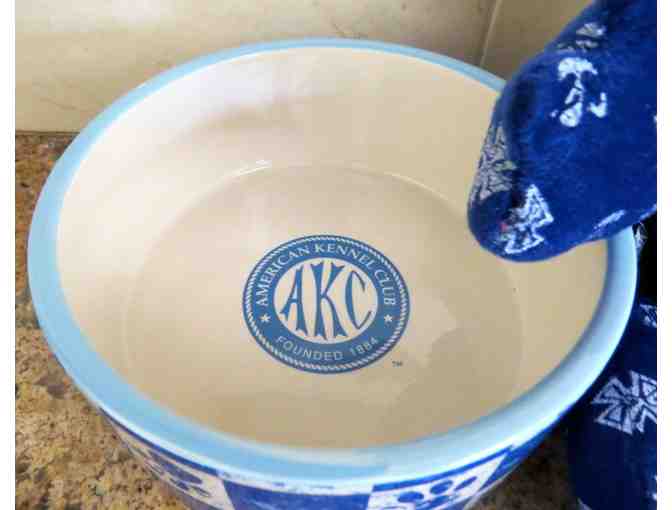 Blue Spongeware Print Food and Water Ceramic Bowls