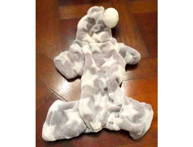 Toasty Warm Plush Hooded PJ for your Dog- Grey with white stars