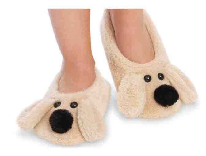 Plush Dog Face Slippers - Brown - Large