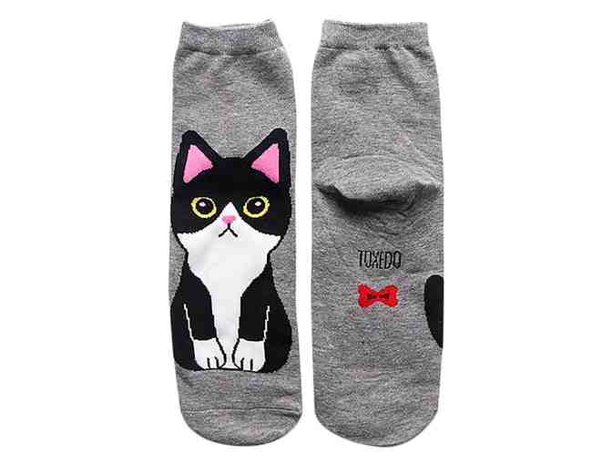 Pink and Navy Cat Breeds Five-Pair Socks Set - Women