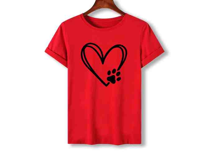Red Heart & Paw-Print Crewneck Tee - Women size 10