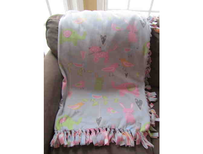 Handmade Fleece Blanket - Animal and Polka Dot