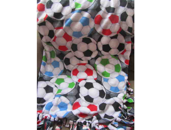 Handmade Fleece Blanket - Soccer and Baseball