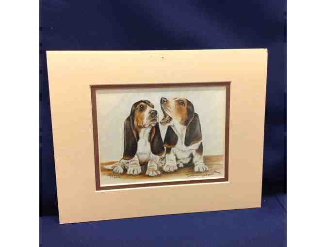 Limited Edition Print of 2 Basset Hound pups