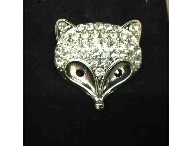 Silver and Rhineston 'Fox' brooch