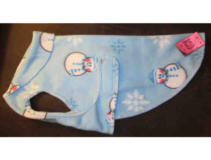 Dog fleece coat, size L, Snowman print, fits average sized basset hound