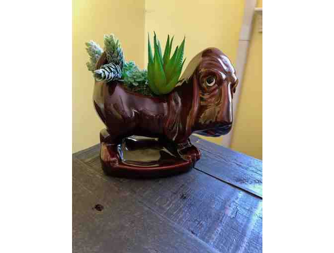 Vintage - Small Basset Hound Planter (Brown)