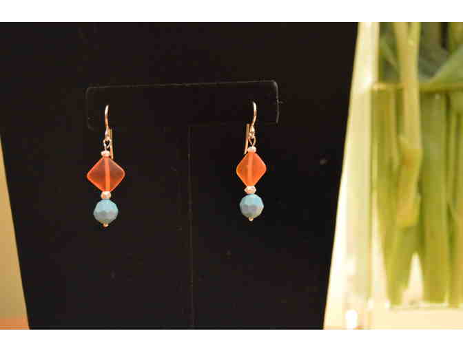 Suzanne Riley Silver/Orange/Blue Earrings