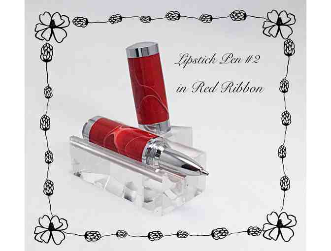 Fun & Fashionable Hand-Crafted Lipstick Pen (Red Ribbon #2)