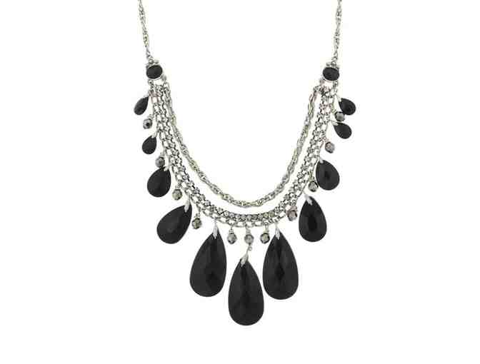 1928 JEWELRY: Suite of Black Necklace & 2 pairs of Earrings