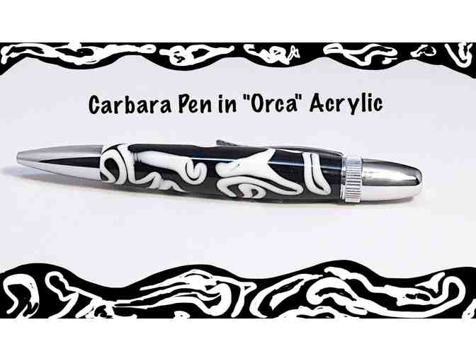 Hand Crafted Carbara Pen in 'Orca' Acrylic