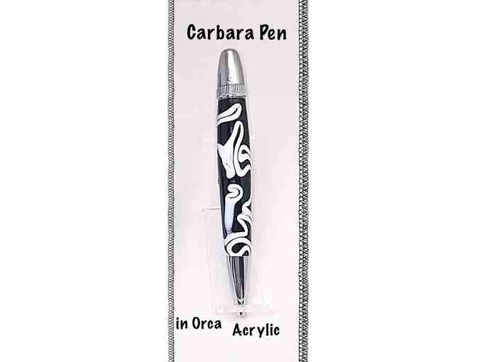 Hand Crafted Carbara Pen in 'Orca' Acrylic